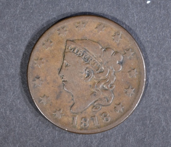 1818 LARGE CENT, CH VF