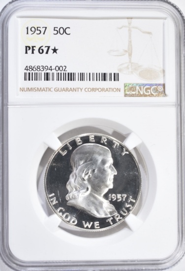 1957 FRANKLIN HALF DOLLAR, NGC PF-67*