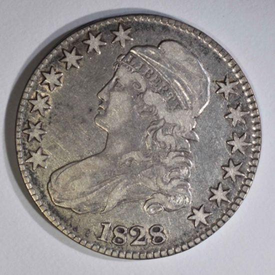 1828 CAPPED BUST HALF DOLLAR, VF/XF