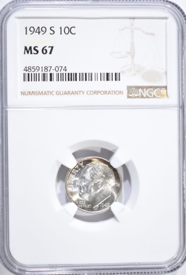 1949-S ROOSEVELT DIME, NGC MS-67