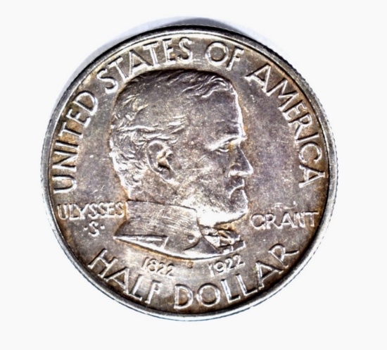 1922 GRANT COMMEM HALF DOLLAR, CH BU