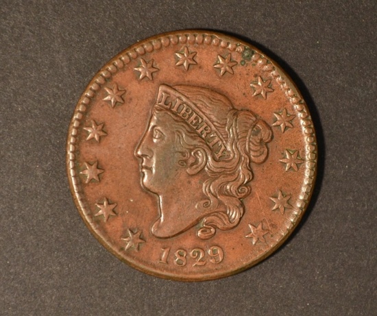 1829 LARGE CENT XF+ TOUGH DATE