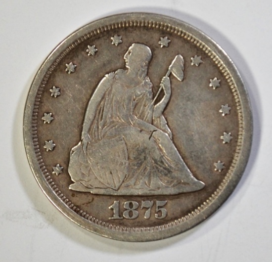 1875-S TWENTY CENT PIECE, VF