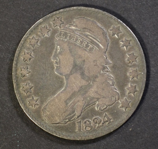 1824 BUST HALF DOLLAR, VG