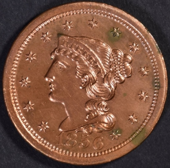 1856 LARGE CENT, CH BU+ cleaned