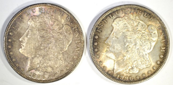 2-NICE CH BU 1896 MORGAN DOLLARS