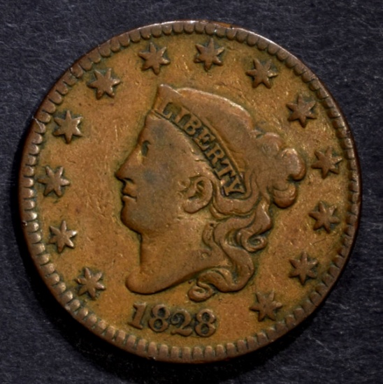 1828 LARGE CENT, F/VF