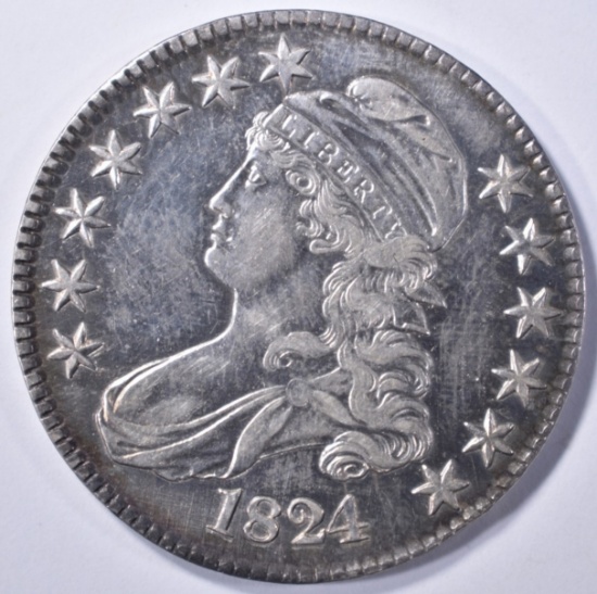 1824 BUST HALF DOLLAR, AU