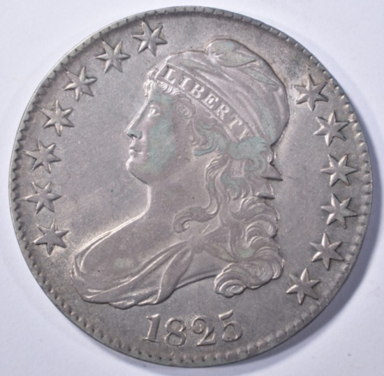 1825 BUST HALF DOLLAR, XF+