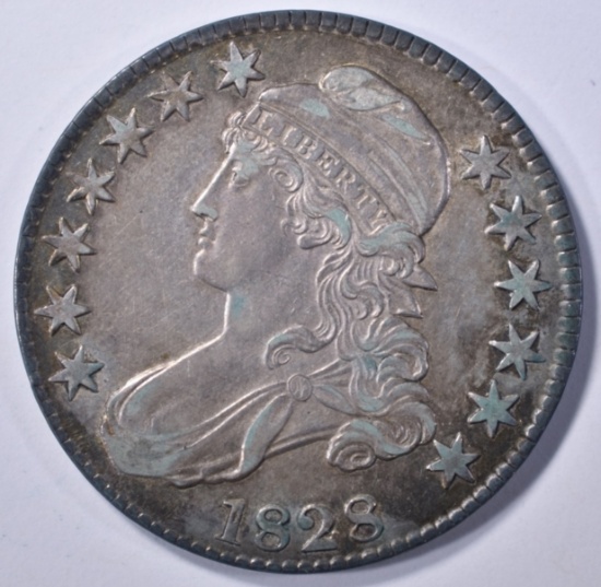 1828 BUST HALF DOLLAR, AU