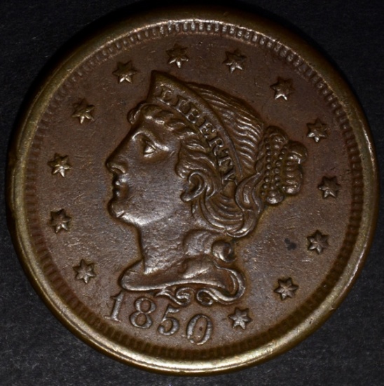 1850 LARGE CENT, AU/BU