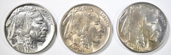 1937-P,D,S BUFFALO NICKELS CH/GEM BU