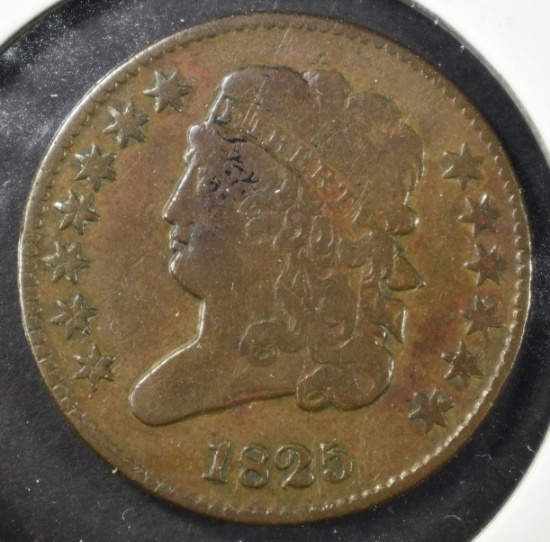 1825 HALF CENT, VF