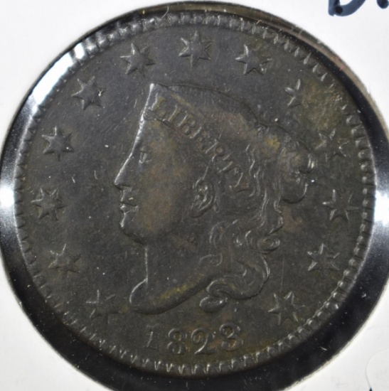 1823 LARGE CENT, VF+ KEY DATE