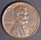 1955 DOUBLED DIE OBV LINCOLN CENT, CH BU