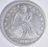 1845 SEATED DOLLAR, AU+
