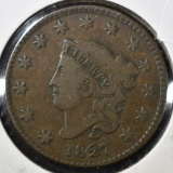 1827 LARGE CENT, F/VF