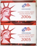 2005 & 2006 U.S. SILVER PROOF SETS ORIG PACKAGING