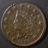 1828 SMALL DATE LARGE CENT, FINE bent, scratches