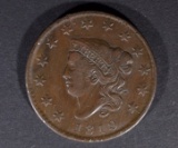 1819 LIBERTY HEAD LARGE CENT, XF FEW MARKS ON FACE