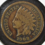 1908-S INDIAN CENT, VF