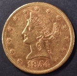 1854-S $10 GOLD LIBERTY AU/BU