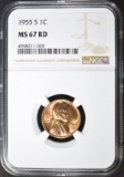1955-S LINCOLN CENT NGC MS-67 RD
