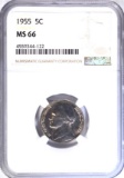 1955 JEFFERSON NICKEL NGC MS66