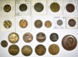 LOT OF 21 OLD FOREIGN COINS MEDALS ETC.