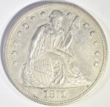 1871 SEATED DOLLAR CH BU SEMI PL