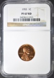 1955 LINCOLN CENT, NGC PF-57 RED