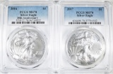 2016 & 2017 AMERICAN SILVER EAGLES, PCGS MS-70