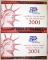 2-2001 U.S. SILVER PROOF SETS IN ORIG PACKAGING