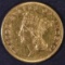 1857 $3 GOLD AU/BU