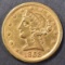 1853-D $5 GOLD LIBERTY AU/BU RARE