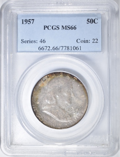 1957 FRANKLIN HALF DOLLAR PCGS MS-66