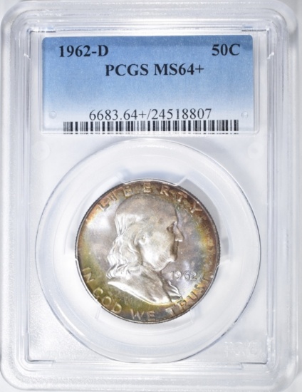 1962-D FRANKLIN HALF DOLLAR PCGS MS-64+