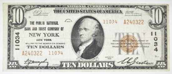 1929 TYPE 2 $10 NC PUBLIC NB & T OF NEW YORK