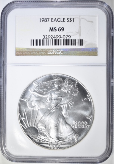1987 AMERICAN SILVER EAGLE NGC MS-69