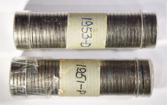 1951-P & 1953-D BU ROLLS OF JEFFERSON NICKELS