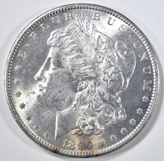 1890-S MORGAN DOLLAR CH BU, REV IS PL