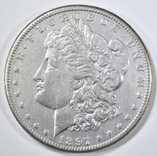 1897-S MORGAN DOLLAR CH AU OLD CLEANING