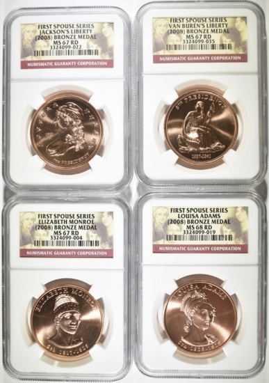 2008 FIRST SPOUSE BRONZE MEDAL SET: NGC GRADED