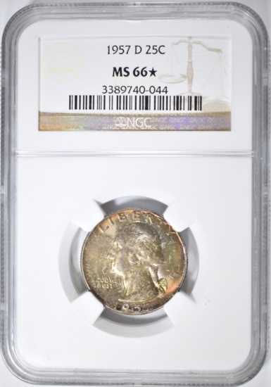 1957-D WASHINGTON QUARTER NGC MS-66*