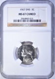 1967 SMS JEFFERSON NICKEL, NGC MS-67 CAMEO