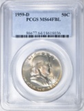 1959-D FRANKLIN HALF DOLLAR PCGS MS-64 FBL