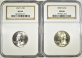 1947-D,S WASHINGTON QUARTERS NGC MS-66