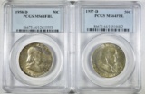 1957-D & 58-D FRANKLIN HALF DOLLARS PCGS MS-64 FBL