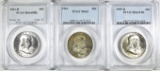 3 PCGS GRADED FRANKLIN HALVES