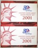 2-2001 U.S. SILVER PROOF SETS IN ORIG PACKAGING